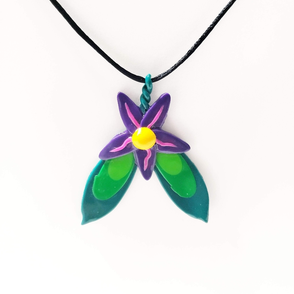 Magical Clay Flower Necklace on Black Cord